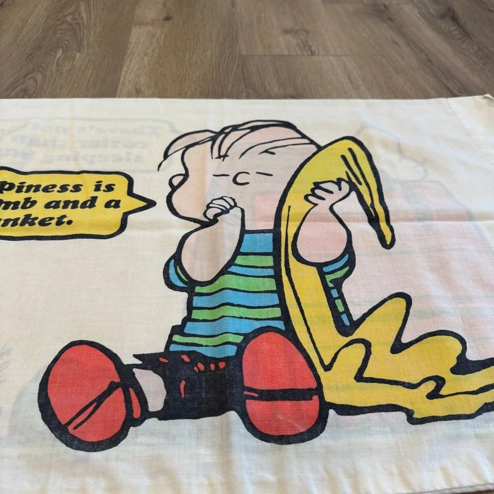 Vintage 1971 Peanuts Linus & Snoopy Pillow Case Charles Schulz 20